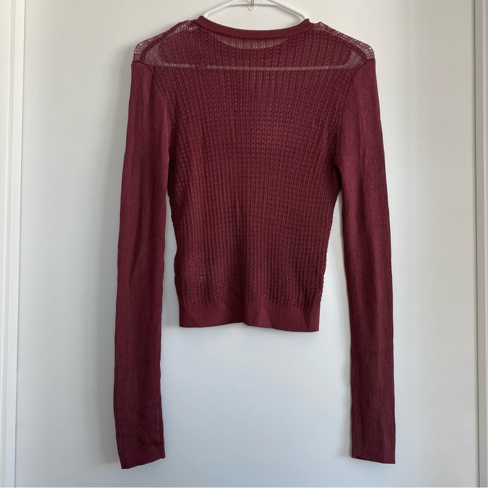 Free People H2O Sheer Pullover Crew Raw Garnet Top S - Picture 3 of 6
